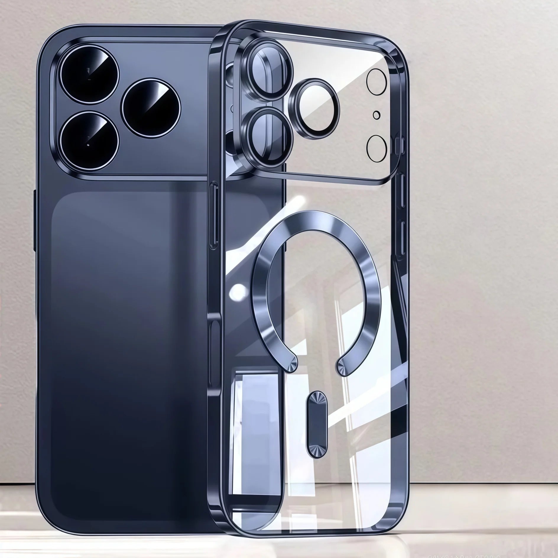 Camera Protection Clear Luxury Plating Cover Soft TPU Drop Protective With Magnetic Phone Case For iPhone