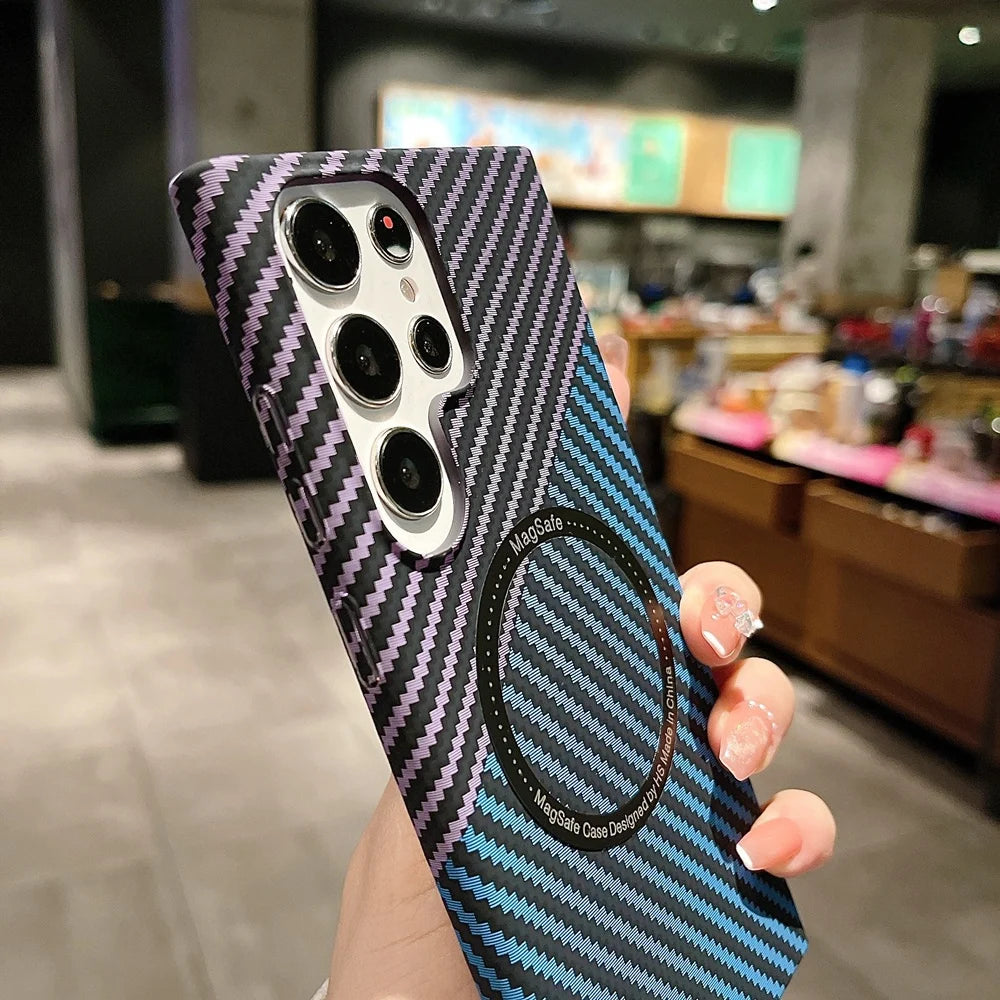 Carbon Fiber Magnetic Cover For Samsung For Magsafe