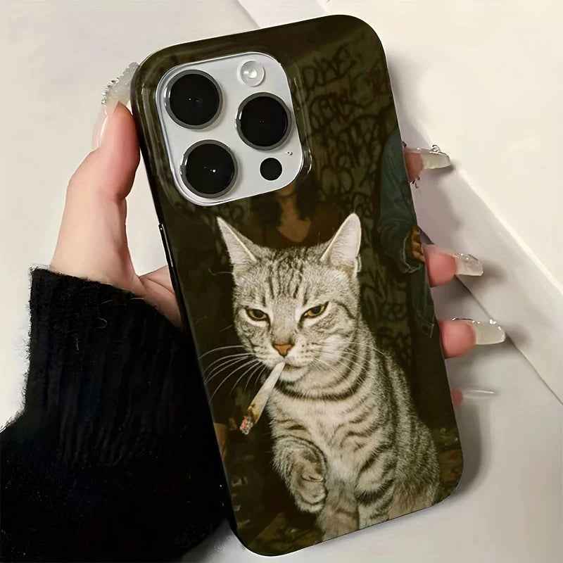 Fashion Kitten Smoking Pattern Phone Case For iPhone