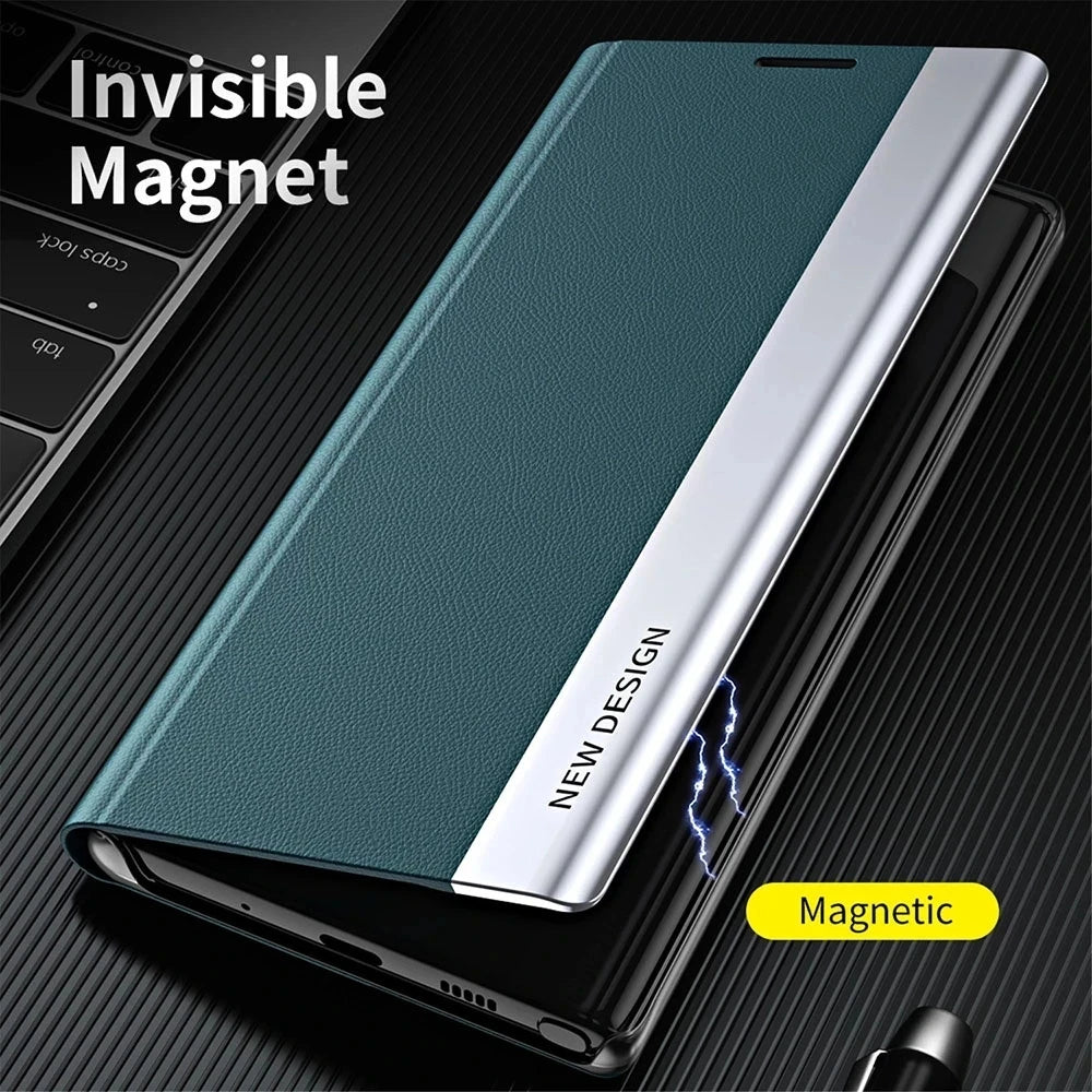 Leather Plating Magnetic Case For Samsung
