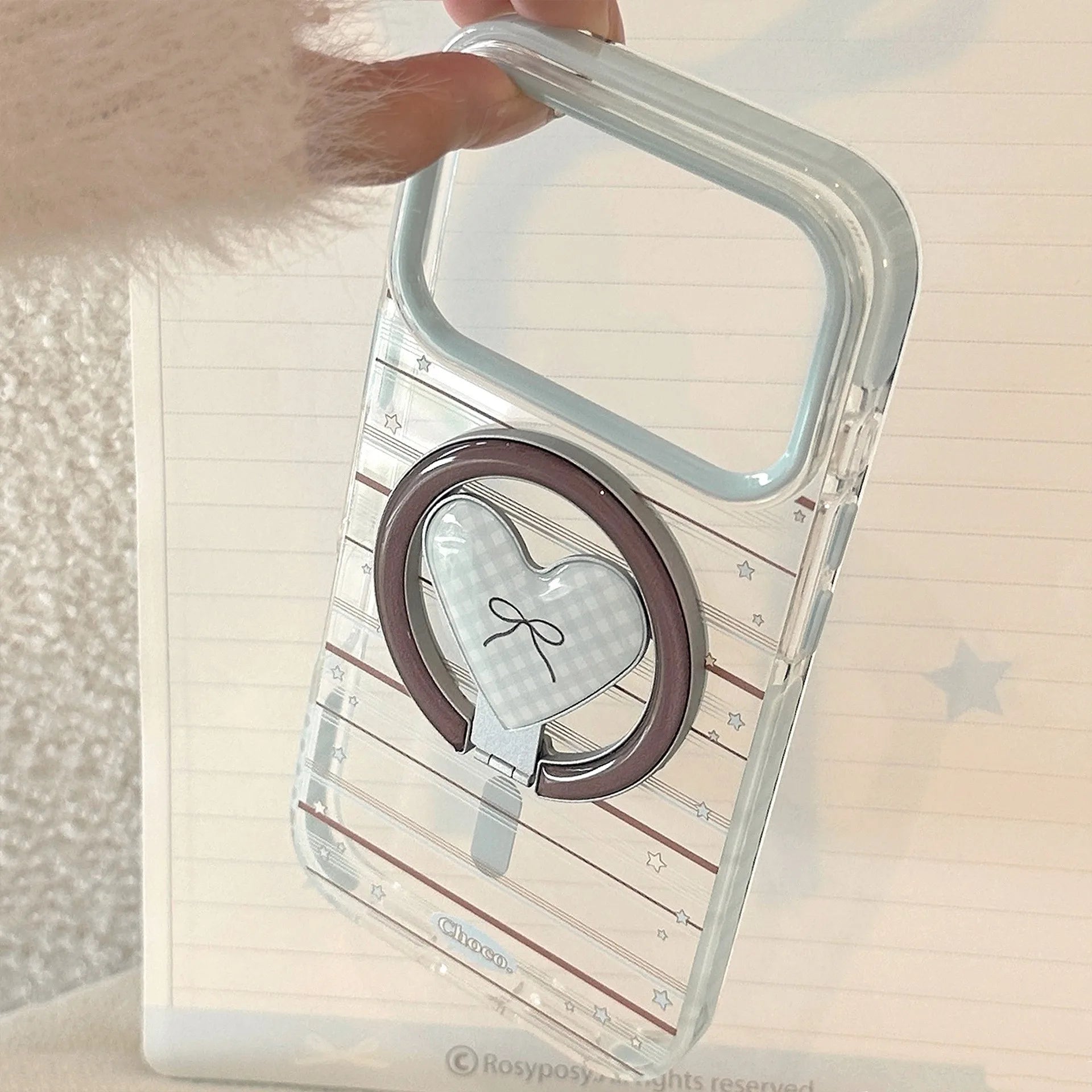 Fold Love Heart Magnetic Stand Holder Phone Case For iPhone