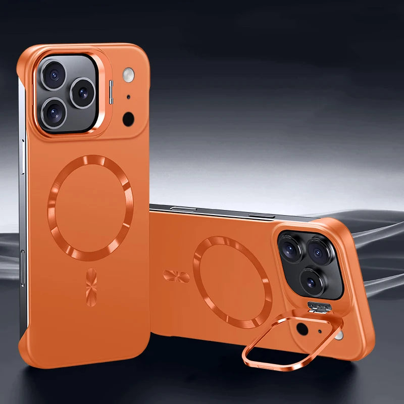 Paint-Finish Magnetic Stand Case For Iphone with Hidden Lens Kickstand