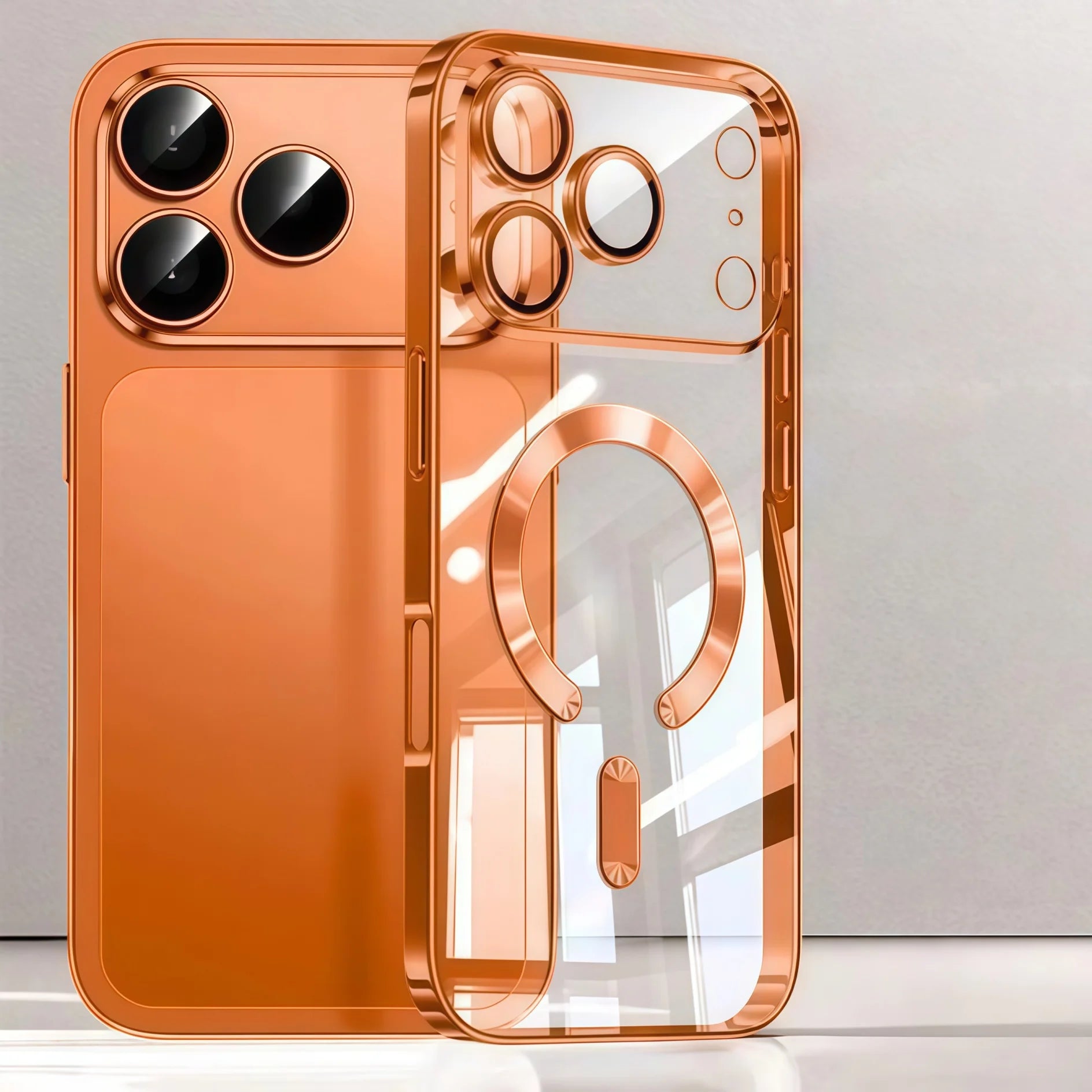 Camera Protection Clear Luxury Plating Cover Soft TPU Drop Protective With Magnetic Phone Case For iPhone
