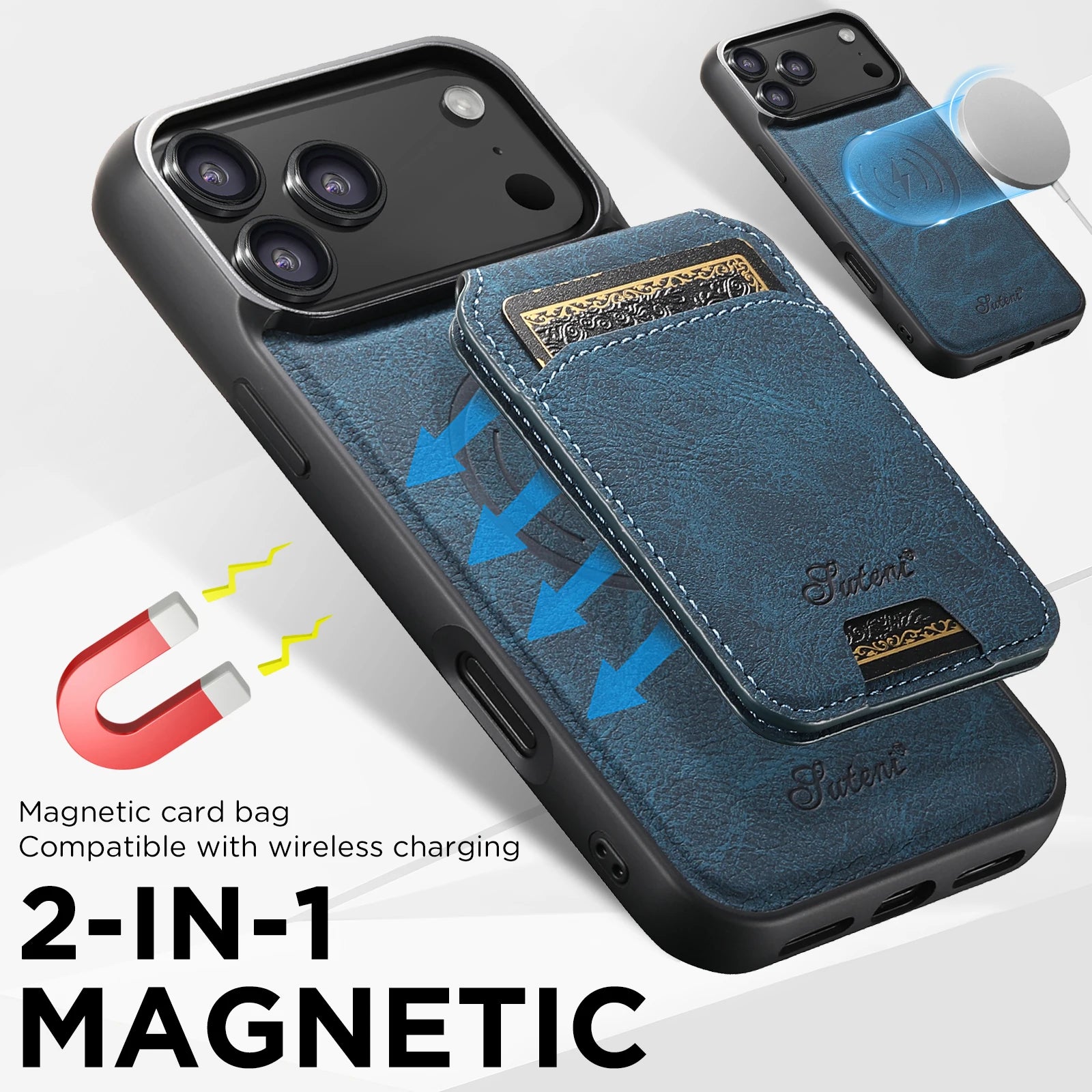 2-in-1 Magnetic Card Holder Phone Case For iPhone