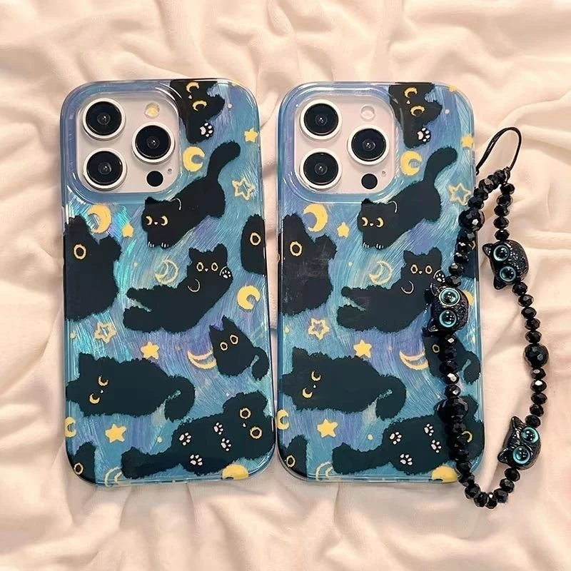 Cute Star Moon Cat Phone Case for iPhone