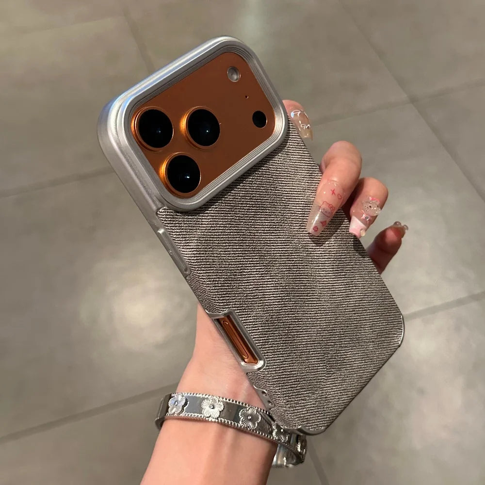 Luxury Jeans Fabric Soft Plating Case for iPhone