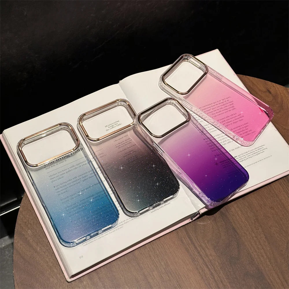 Bling Glitter Gradient Color Clear Case For iPhone