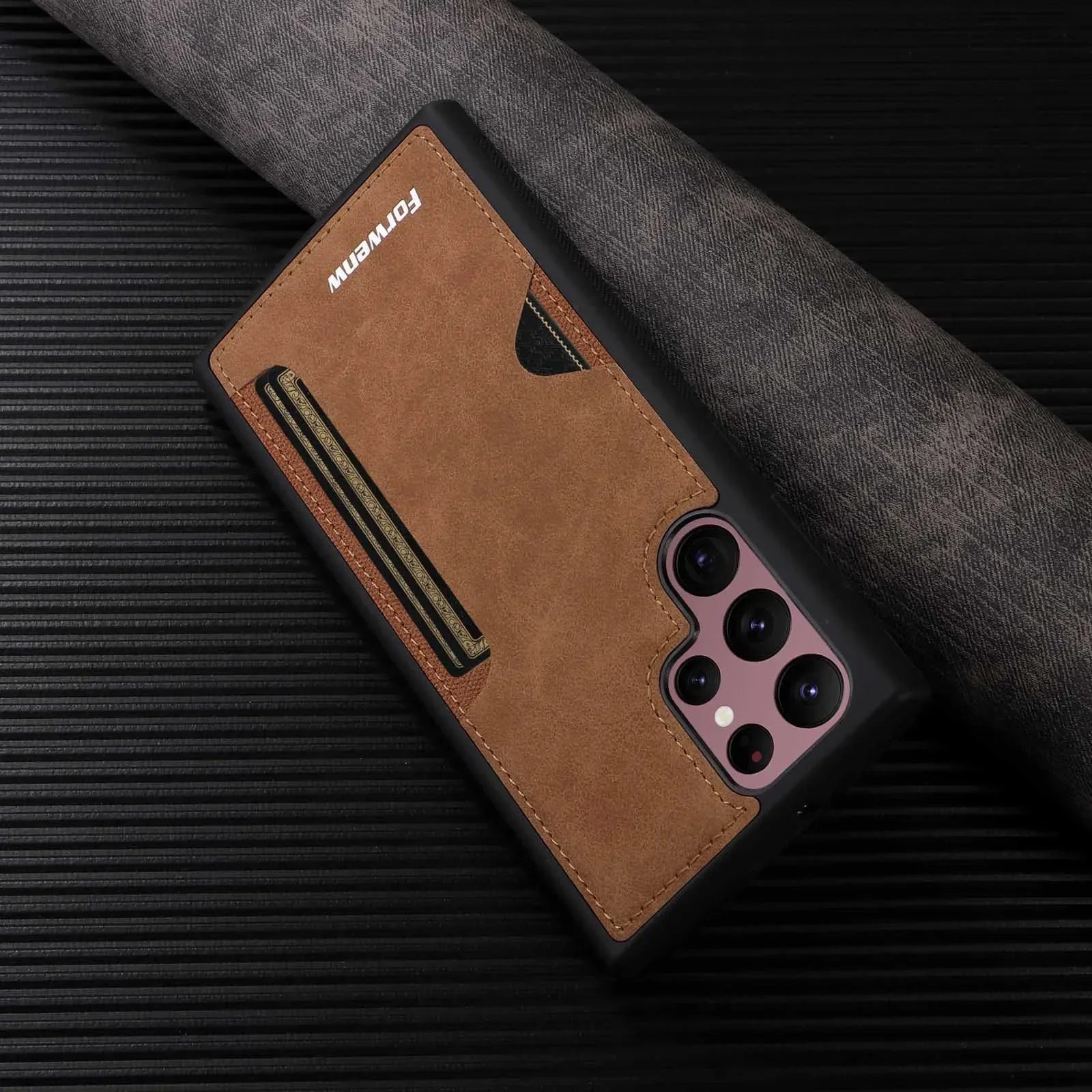 Leather card insertion phone case for Samsung