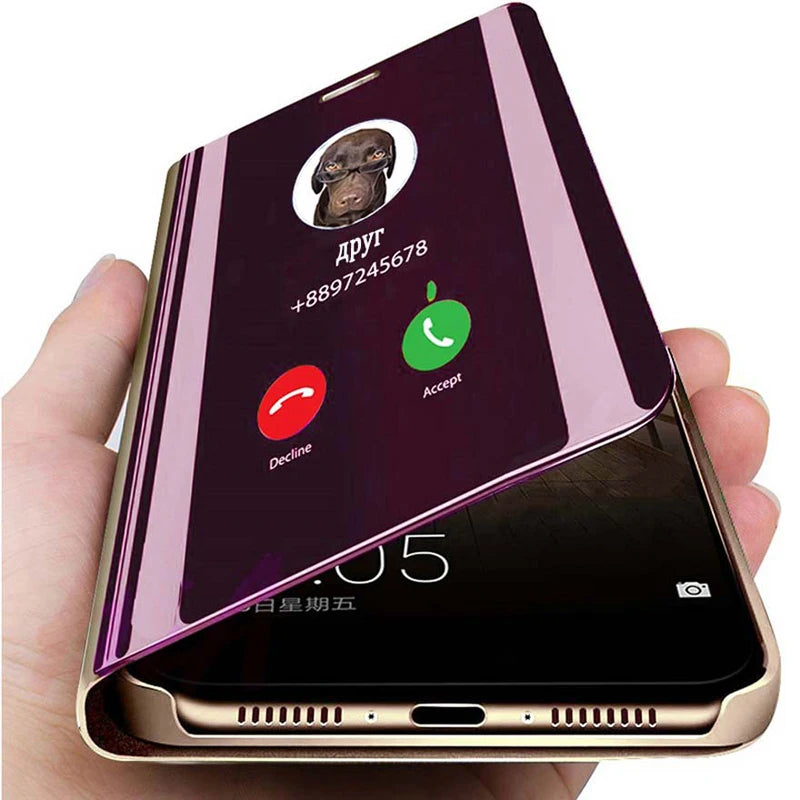 Luxury smart mirror flip phone case suitable for iPhone