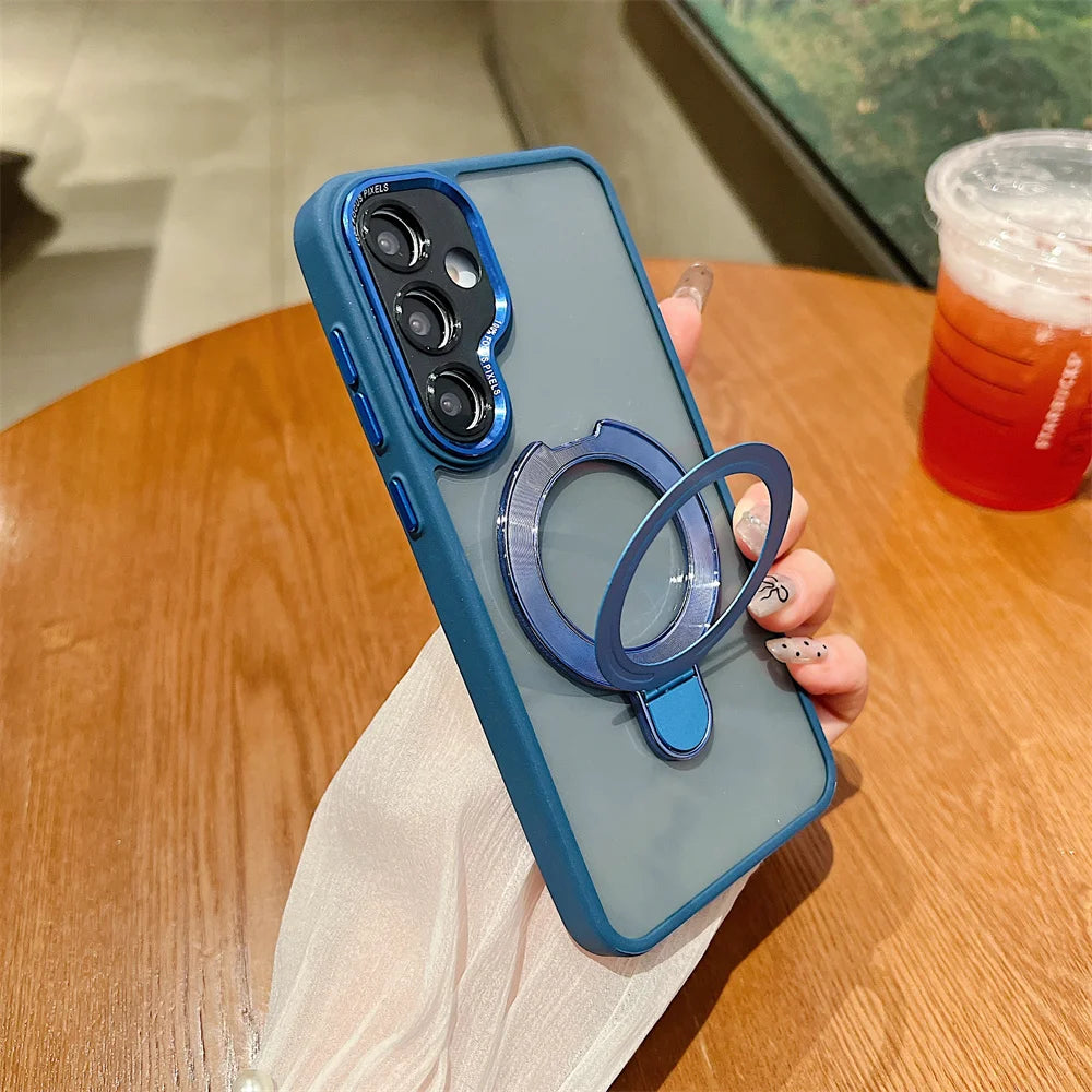 Luxury metal magnetic bracket phone case for Samsung