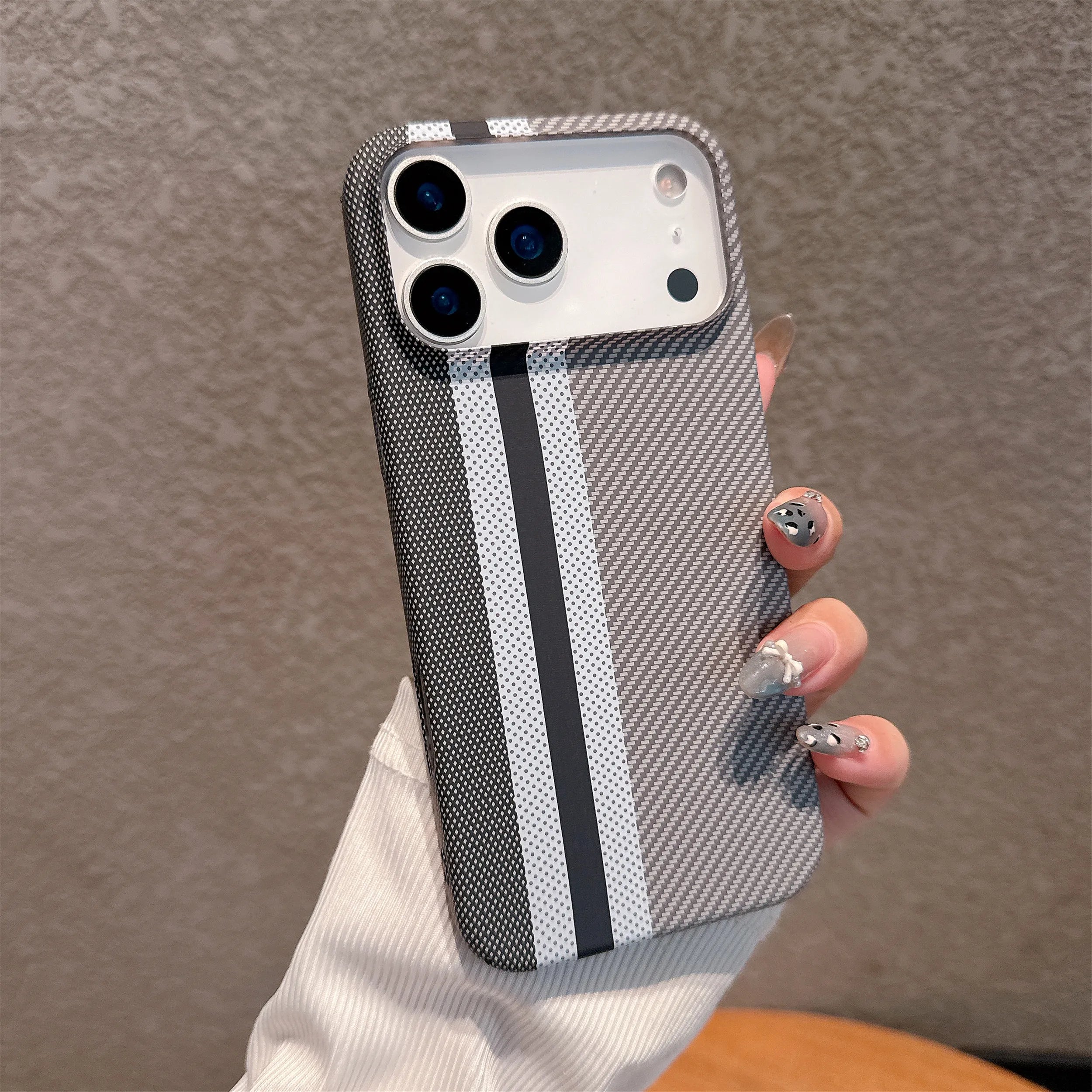 Kevlar Carbon Fiber Stripe Texture Hard PC case for iPhone