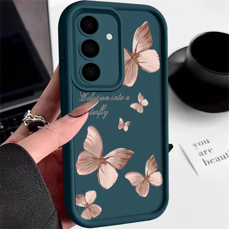 Gold Butterfly Soft TPU Case For Samsung Galaxy