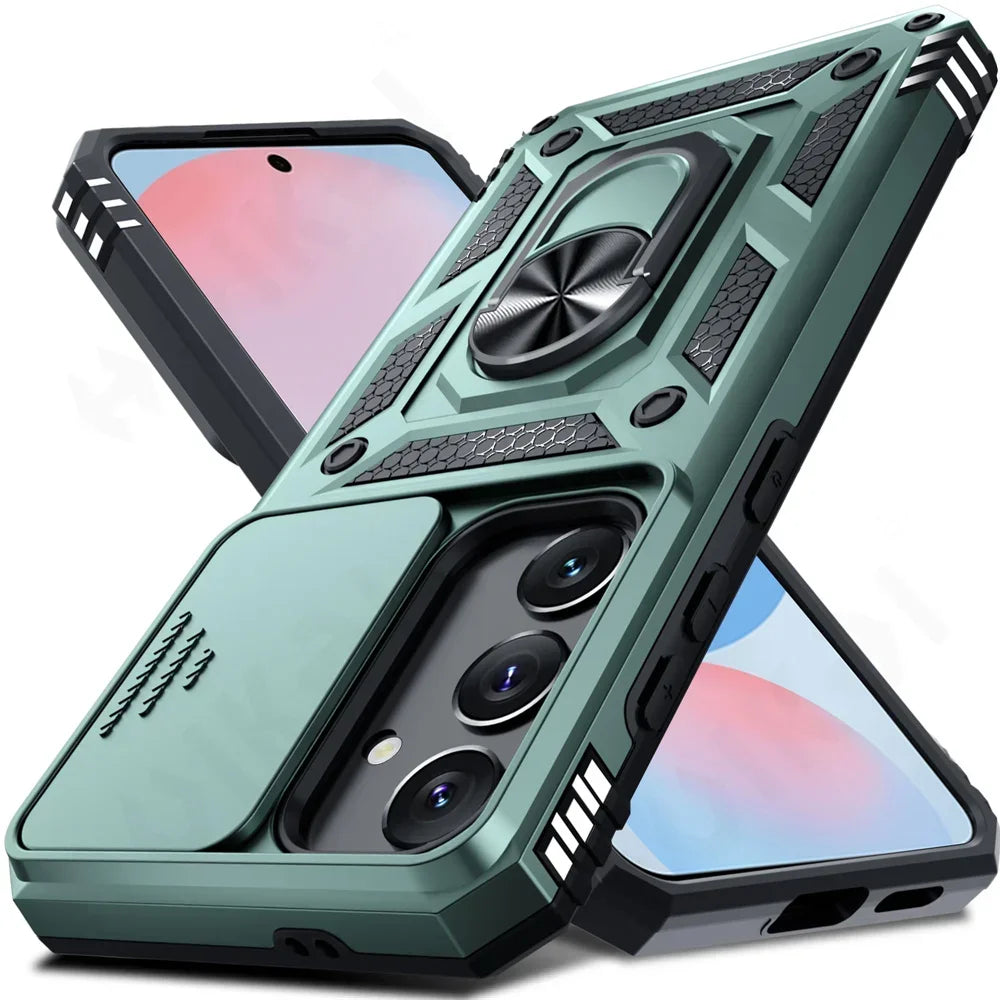 Sliding camera cover magnetic ring holder phone case suitable for Samsung