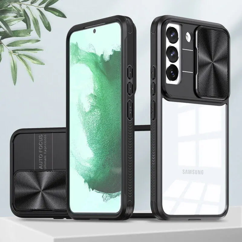 Sliding window camera transparent phone case for Samsung