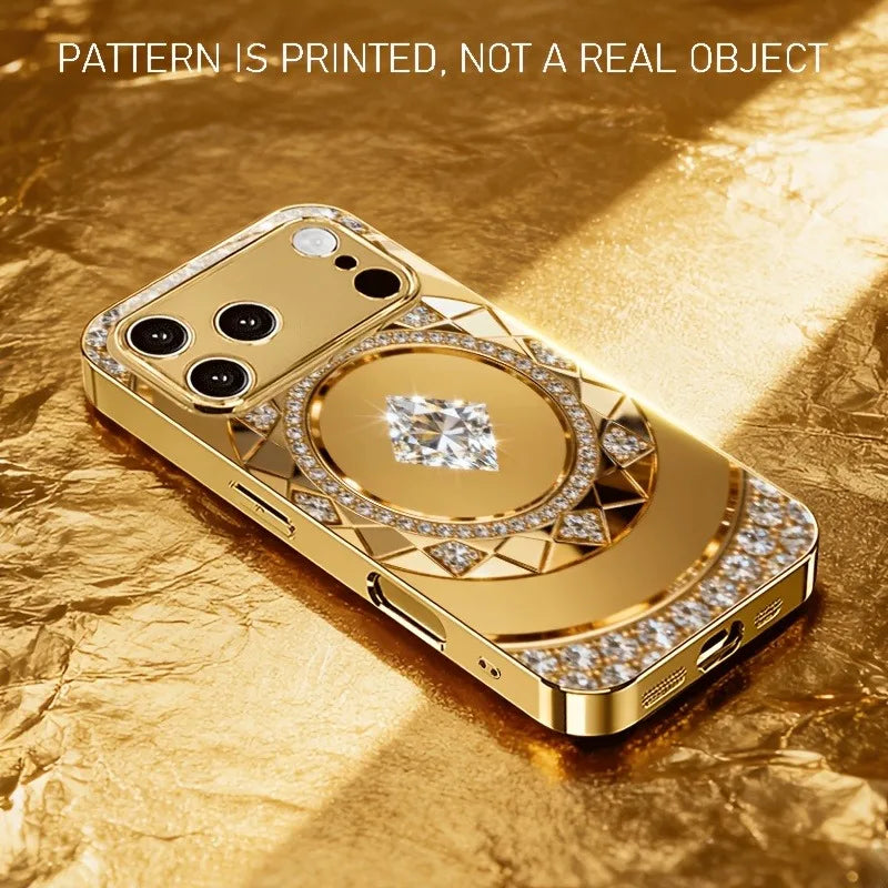 Gold Compass Pattern Hard Case for iPhone