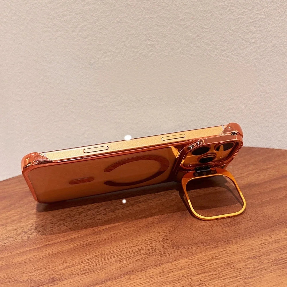 Clear Broderless PC Plating Case for iPhone Hold Lens Bracket