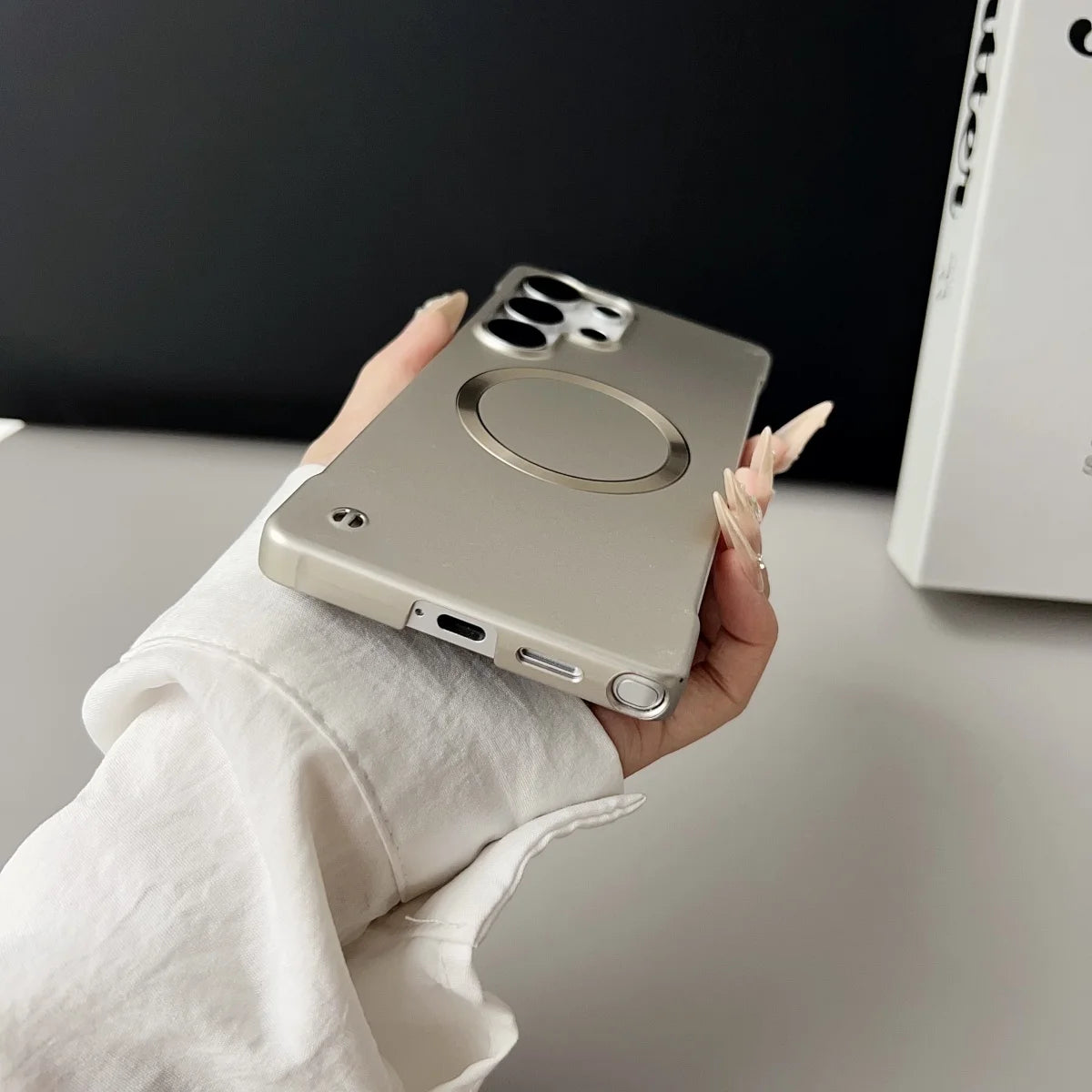 Slim Frameless Metallic Paint For Magsafe Case For Samsung