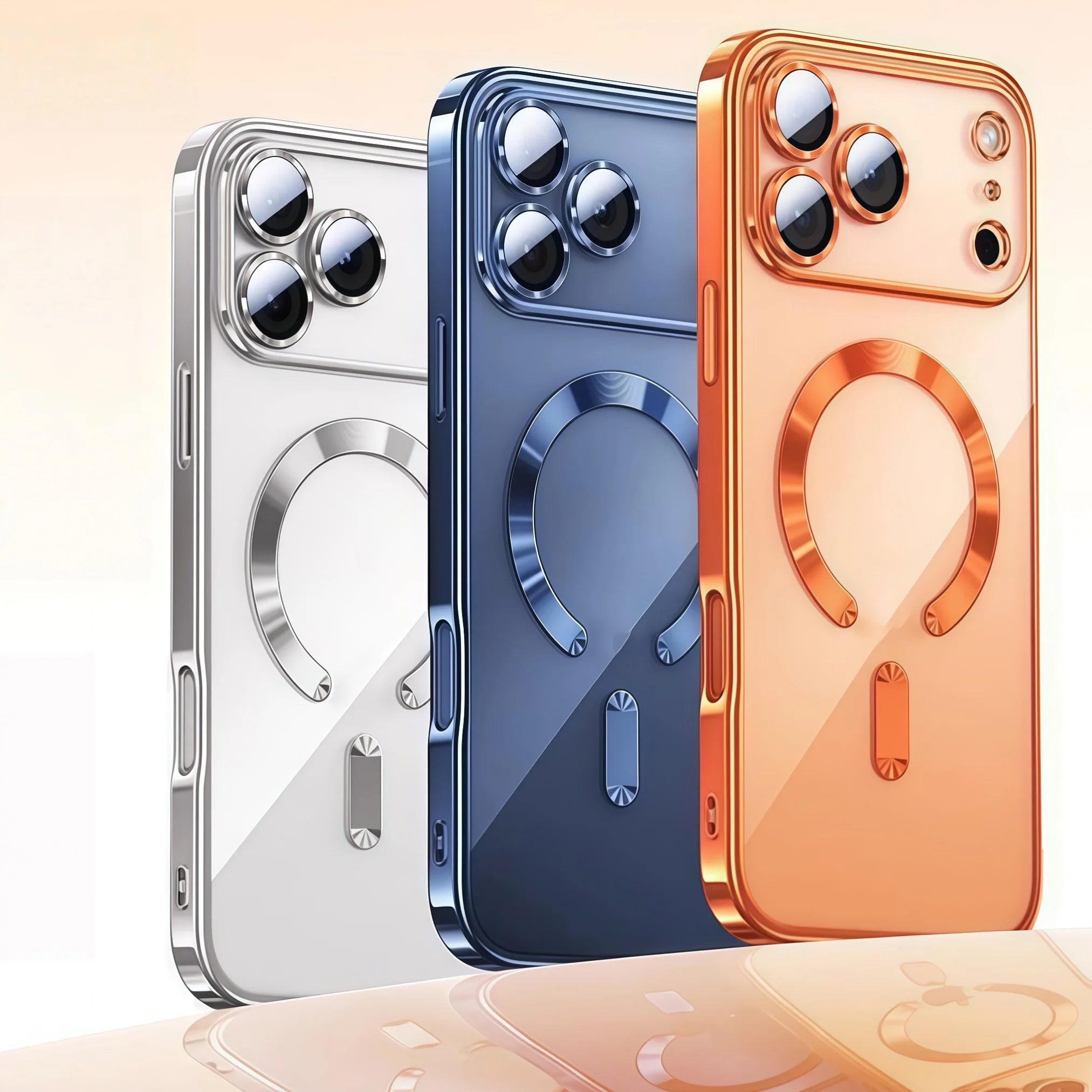 Camera Protection Clear Luxury Plating Cover Soft TPU Drop Protective With Magnetic Phone Case For iPhone