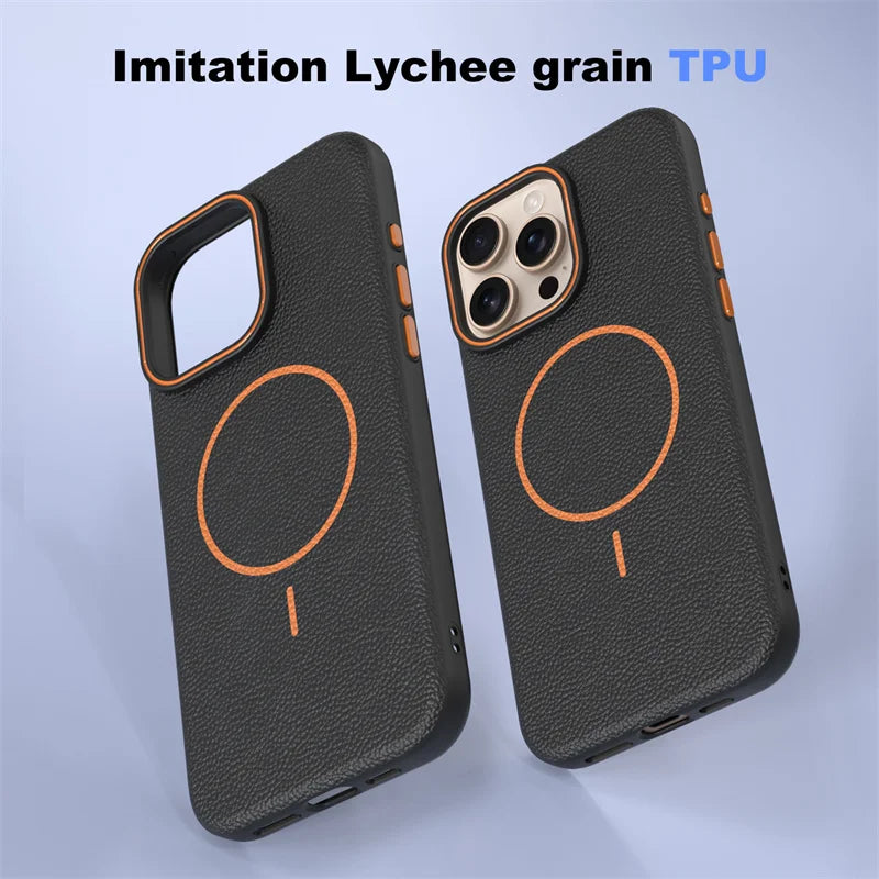 Ultra thin and simple lychee pattern phone case for iPhone