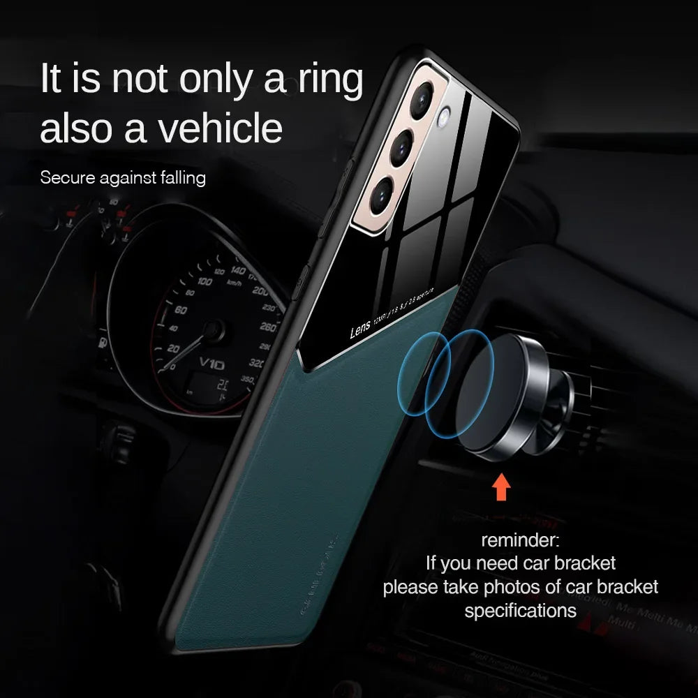 Leather magnetic holder phone case suitable for Samsung
