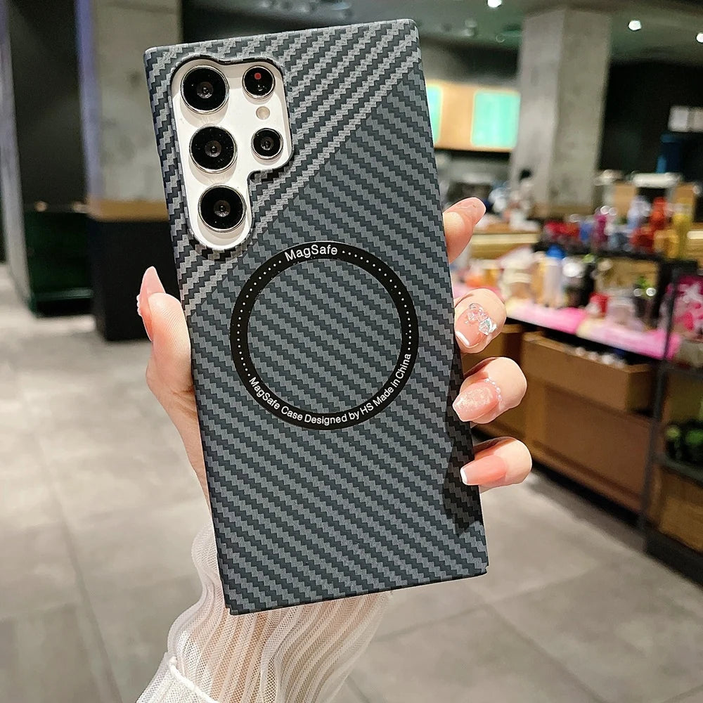 Carbon Fiber Magnetic Cover For Samsung For Magsafe