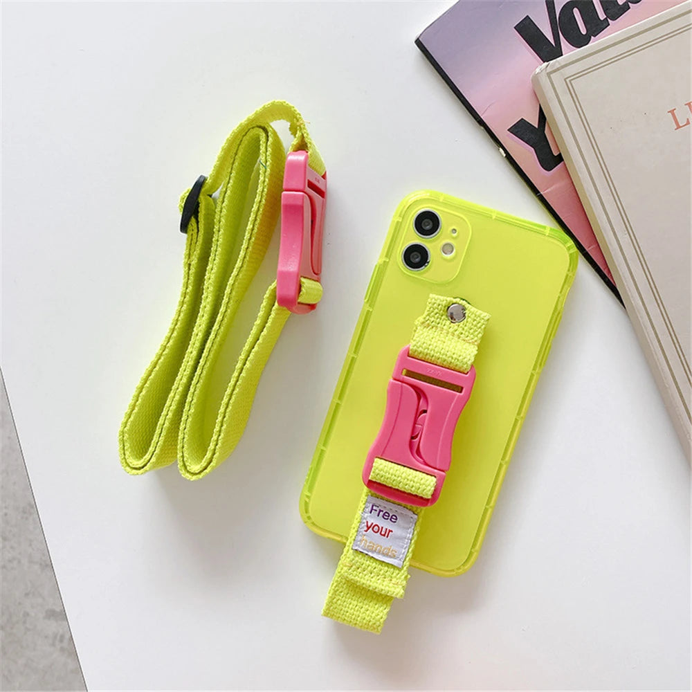 Fluorescent wristband transparent silicone phone case for iPhone