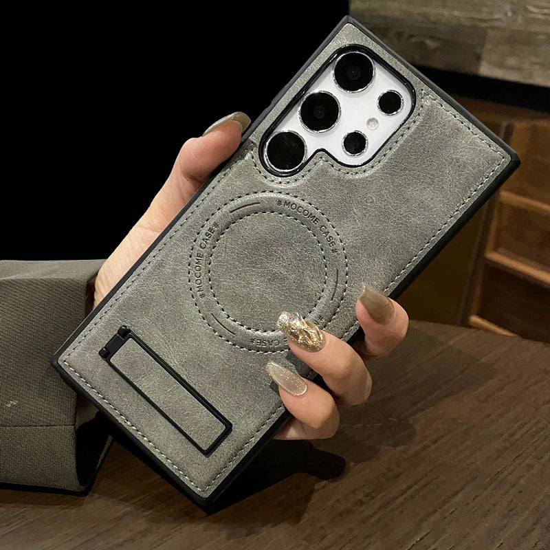 Luxury leather magnetic folding stand phone case suitable for Samsung
