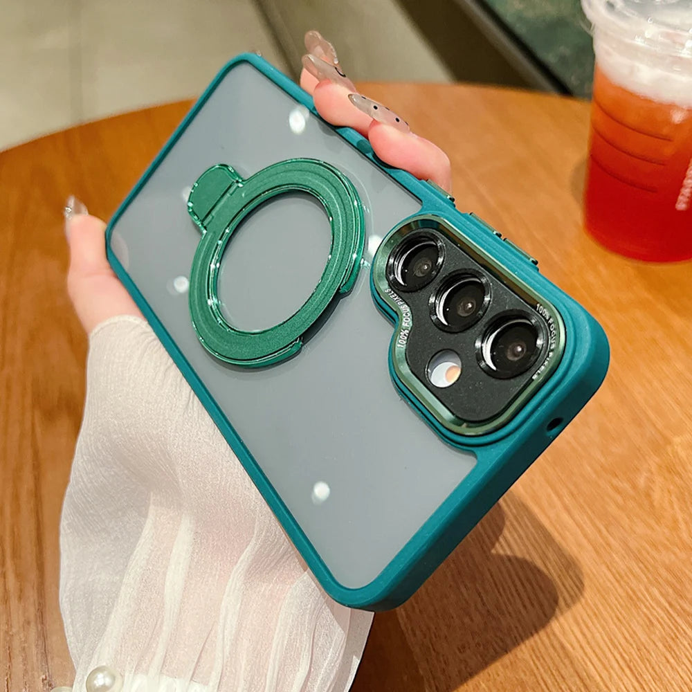 Luxury metal magnetic bracket phone case for Samsung