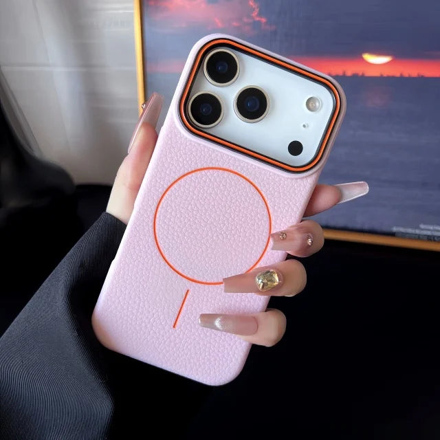 Luxury Litchi Texture Silicone Magsafe Magnetic Case For iPhone