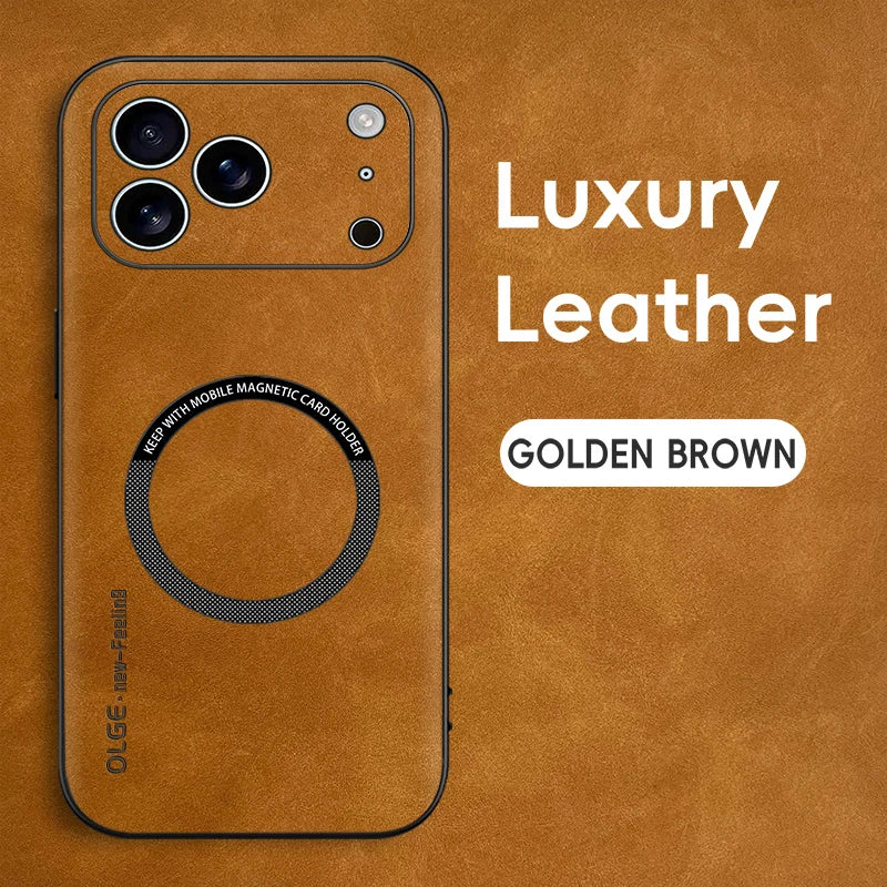 Luxury Leather Magnetic Phone Case For iPhone For Magsafe
