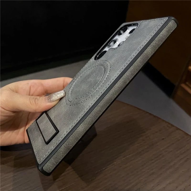 Luxury leather magnetic folding stand phone case suitable for Samsung
