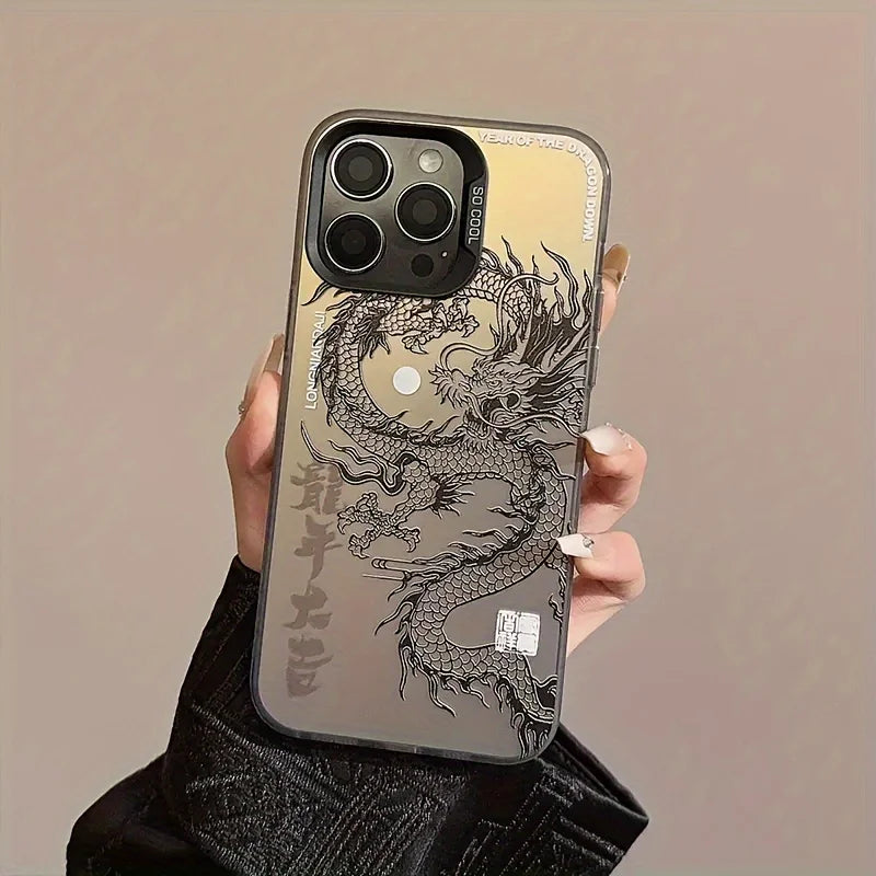 High-end black and white dragon pattern print For iPhone