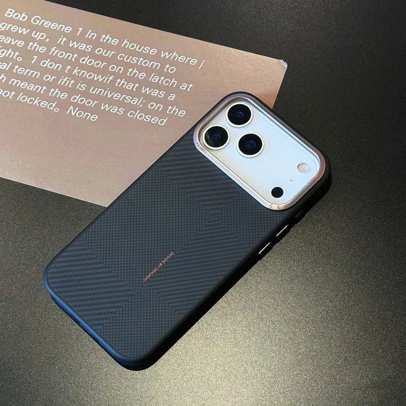 Carbon Fiber Texture Silicone Case for iPhone Alloy Lens Protective
