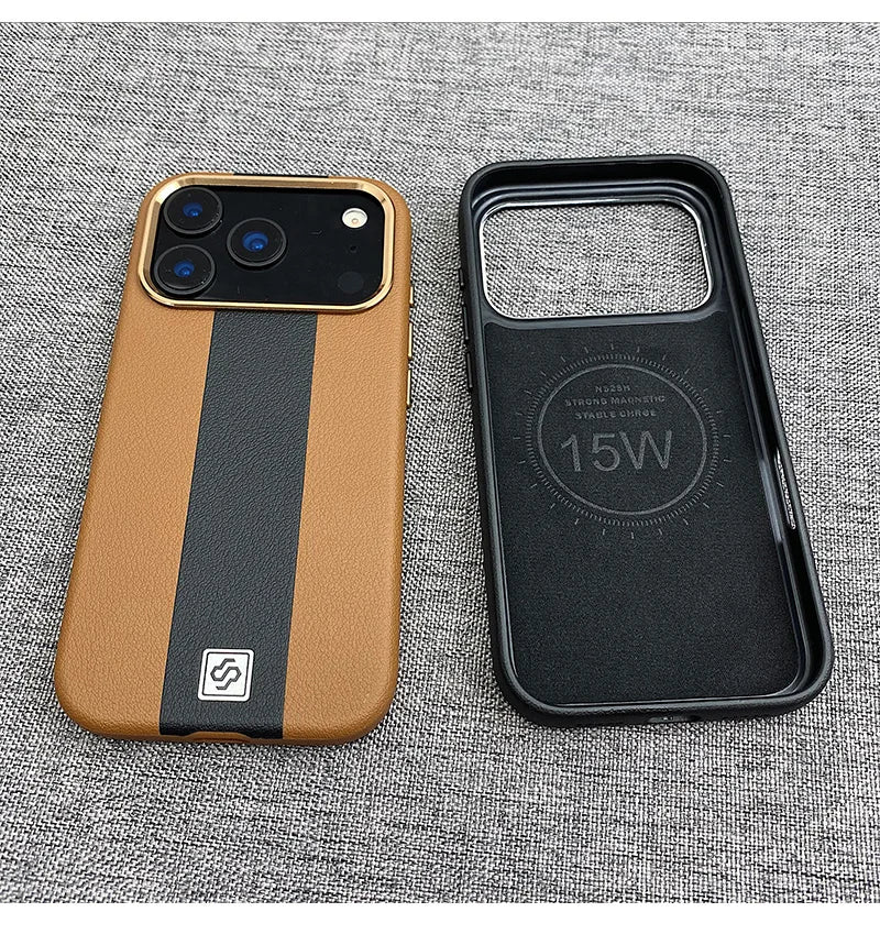 Magnetic Splicing Lychee Pattern Leather Case for iPhone Built-in Flannel Anti-skid Phone Cover