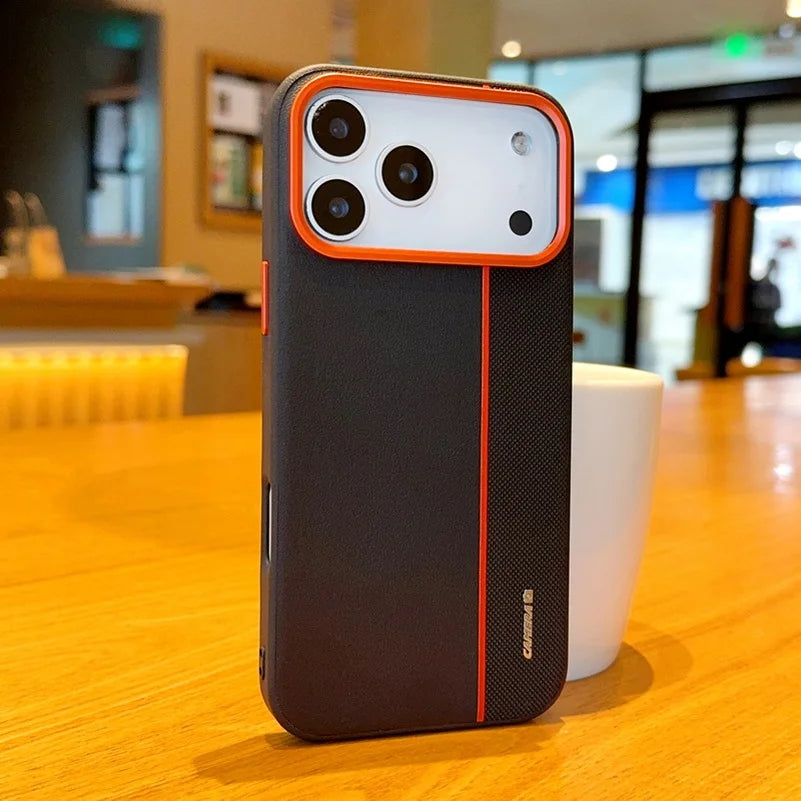 Colorful Leather Red Lens Ring Raised Protective Lens Case For iPhone