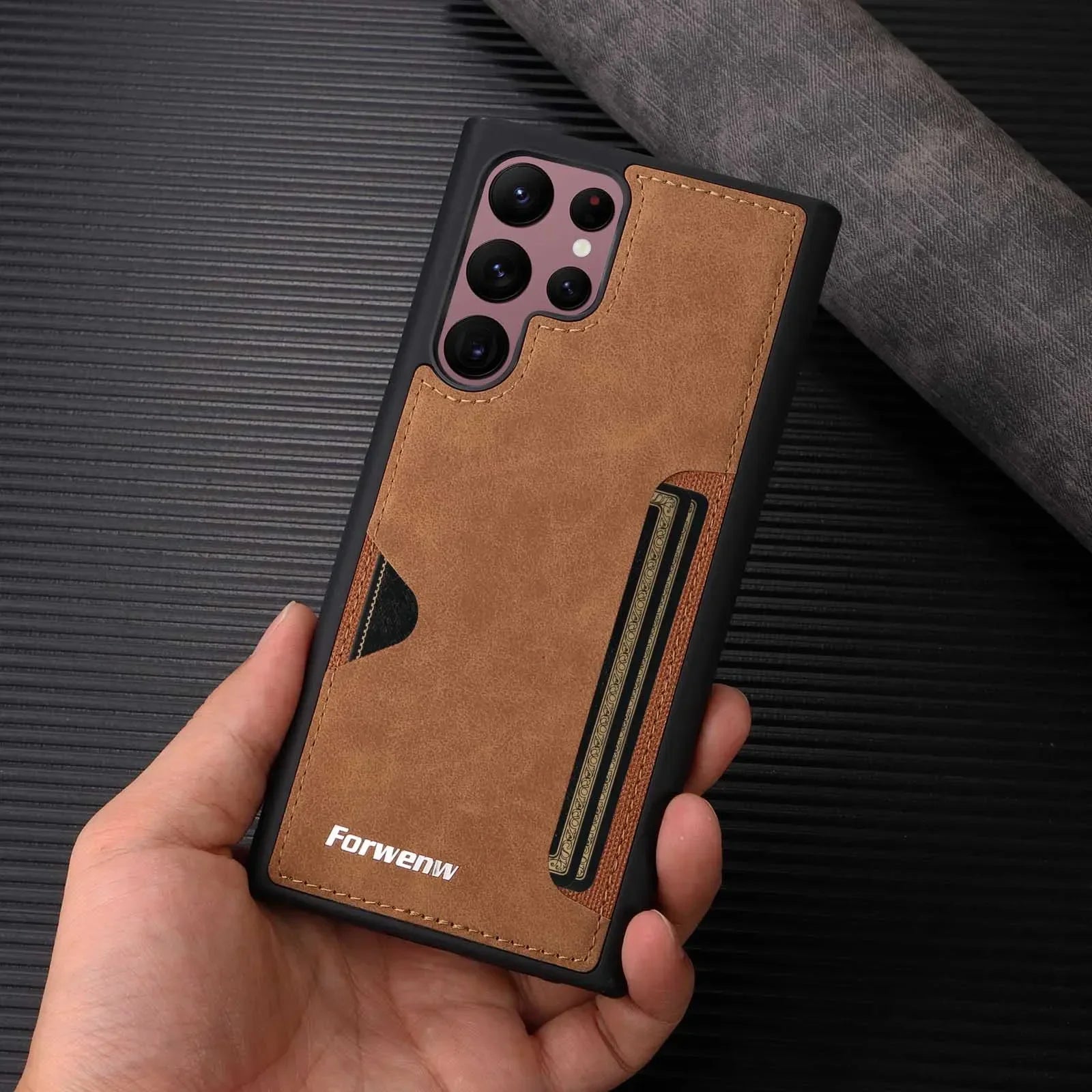 Leather card insertion phone case for Samsung