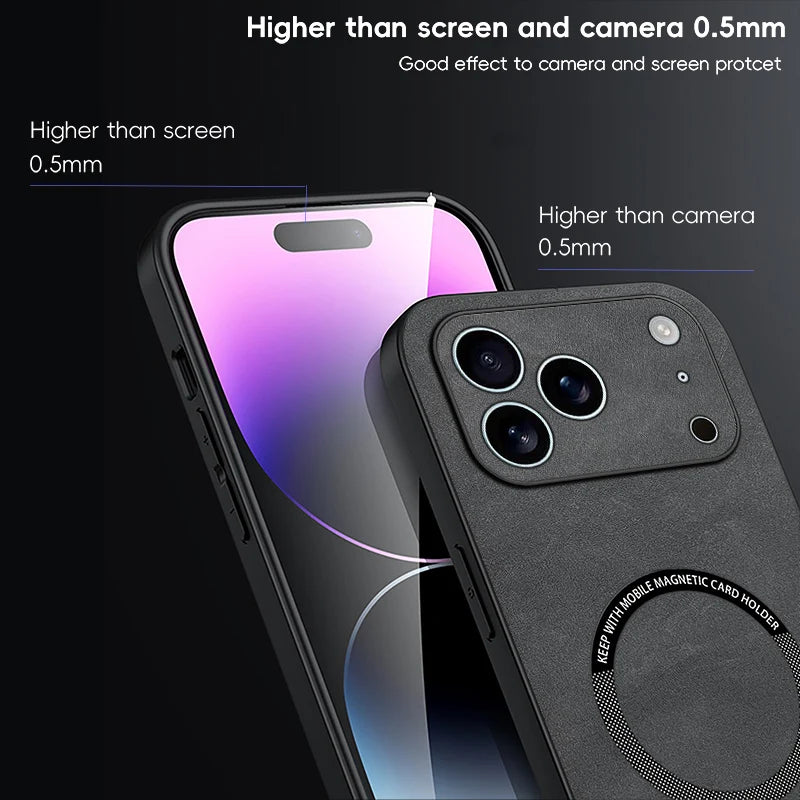 Luxury Leather Magnetic Phone Case For iPhone For Magsafe