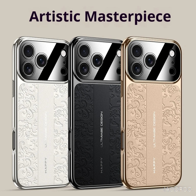 Leather Back Electroplated Soft TPU Cover Case For iPhone