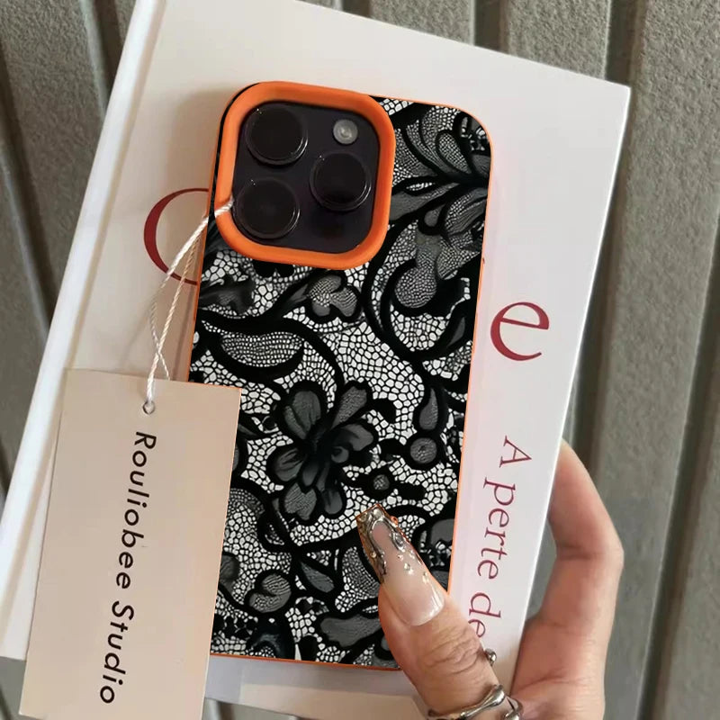 New Style Black Lace Pattern Phone Case For iPhone