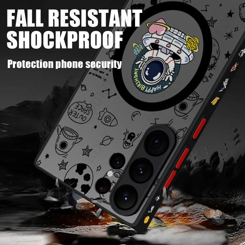 Magnetic Astronaut Pattern Phone Casefor Samsung