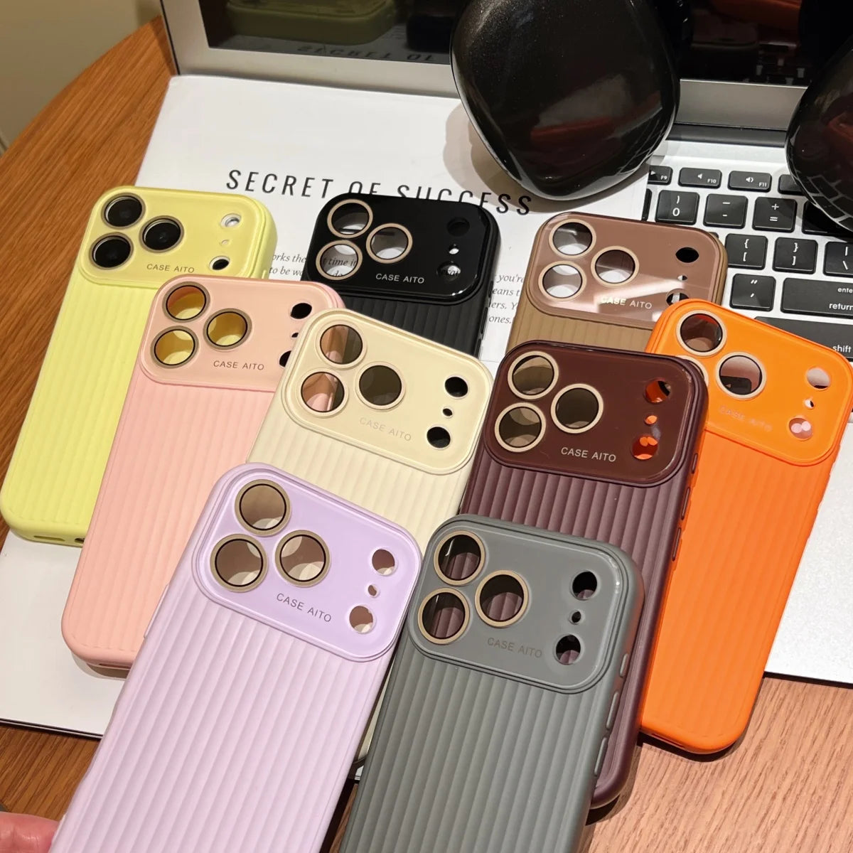 Luxury Stripes Corrugated Large Window Phone Case For iPhone