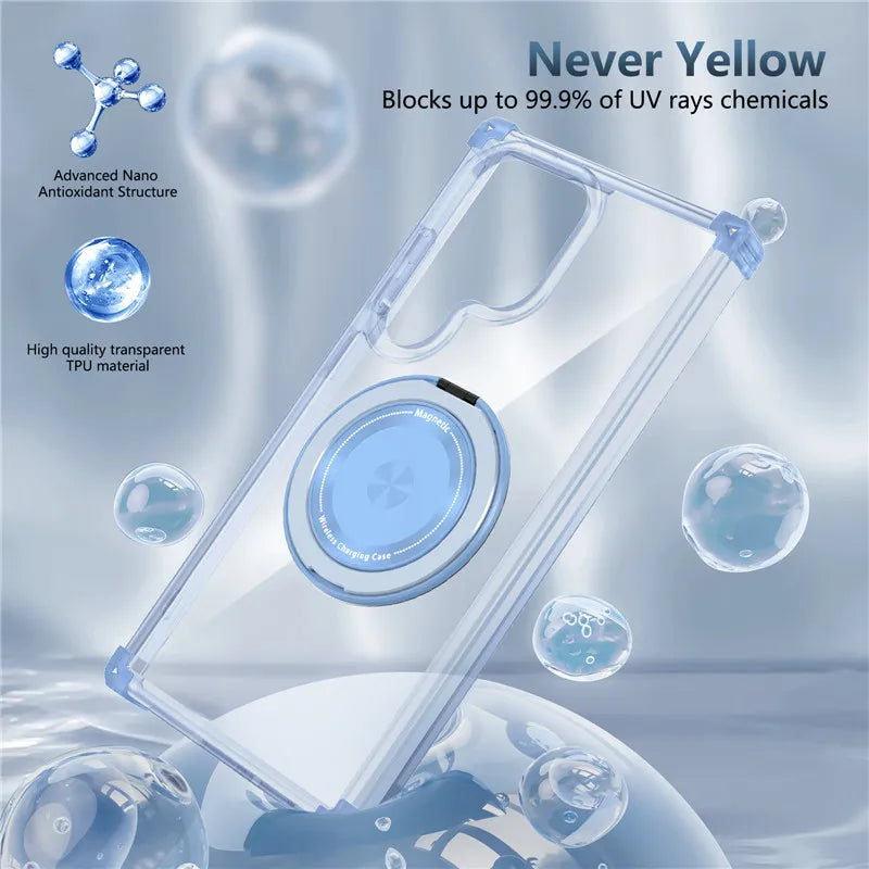 Four-Corner Anti-Collision Magnetic Stand Phone Case For Samsung Galaxy