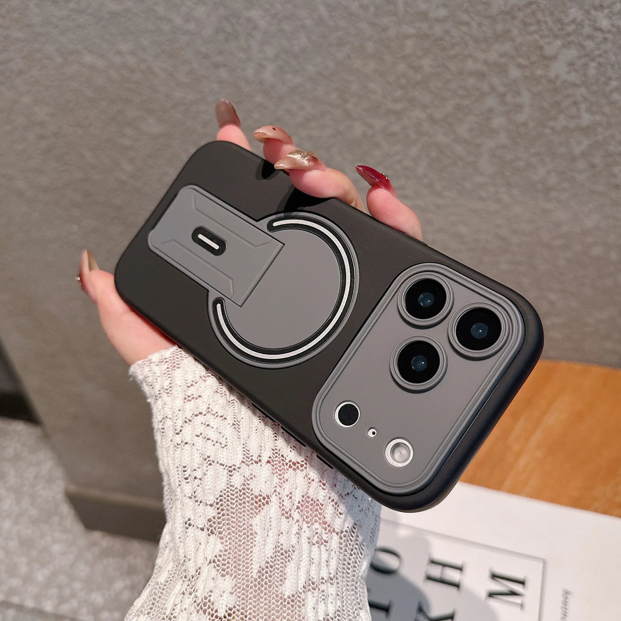 Luxury Magnetic Folding Stand Matte Phone Case For iPhone