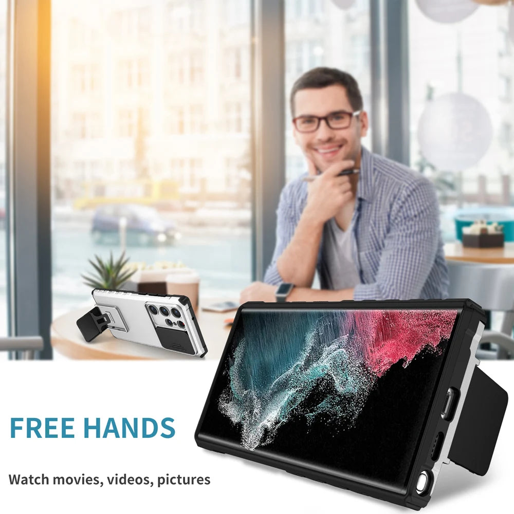 2025 new slide camera lens protection bracket phone case suitable for Samsung