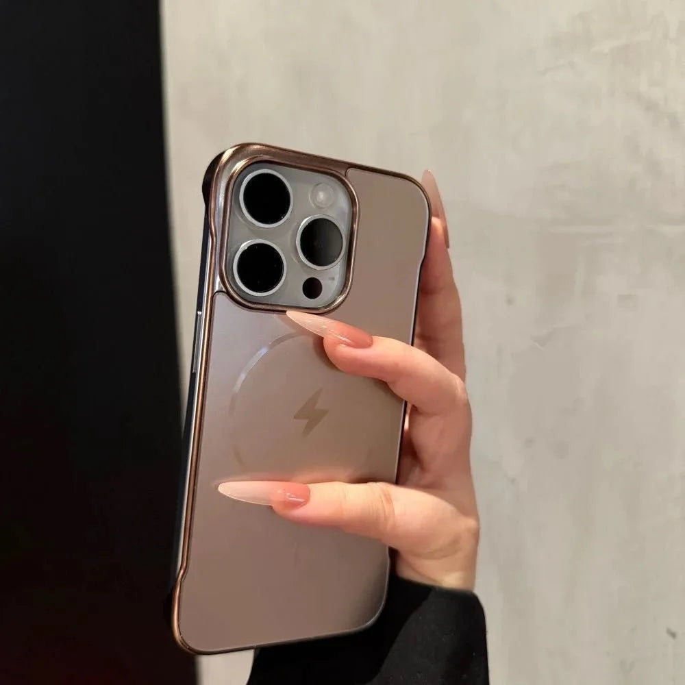 Electroplated frameless hard PC magnetic phone casefor iPhone