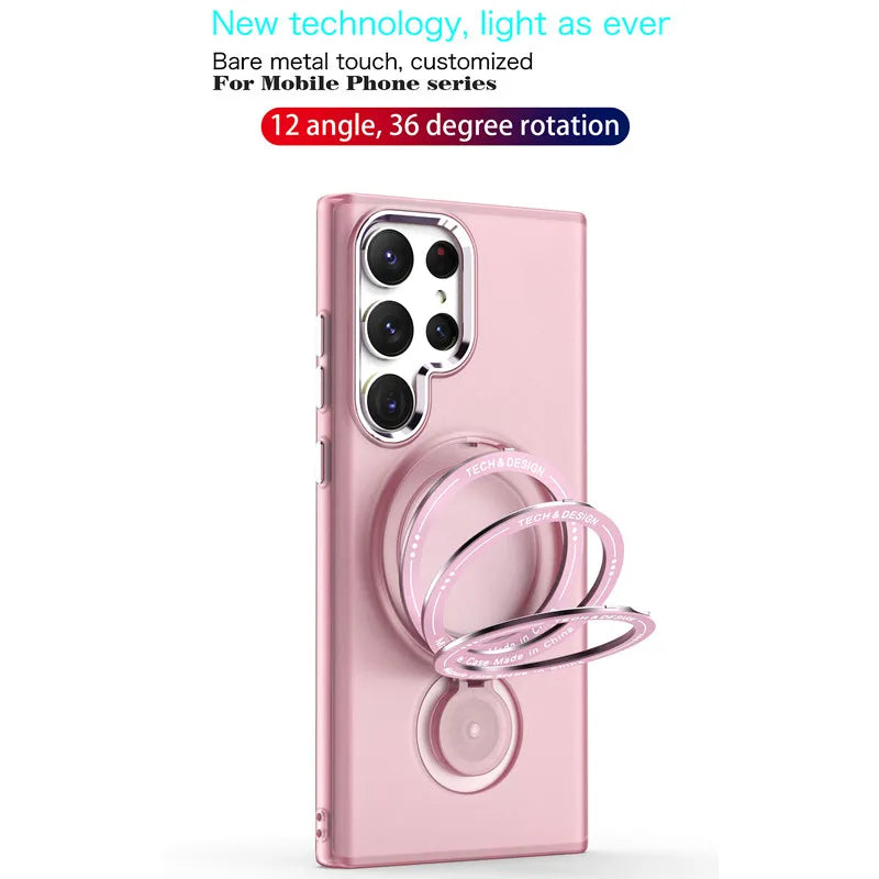 360° Swivel Stand Case For Samsung Electroplated Lens Hole Cover