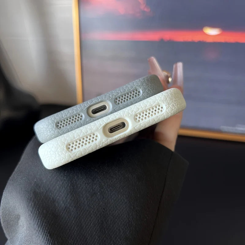 Luxury Litchi Texture Silicone Magsafe Magnetic Case For iPhone