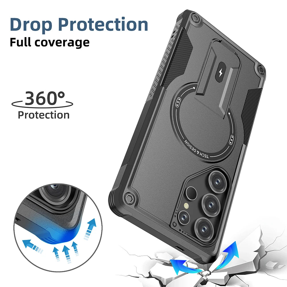All inclusive bracket wireless charging shockproof phone case for Samsung