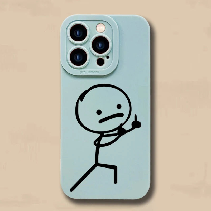 Cartoon Matchman Matte Silicone Case For iPhone
