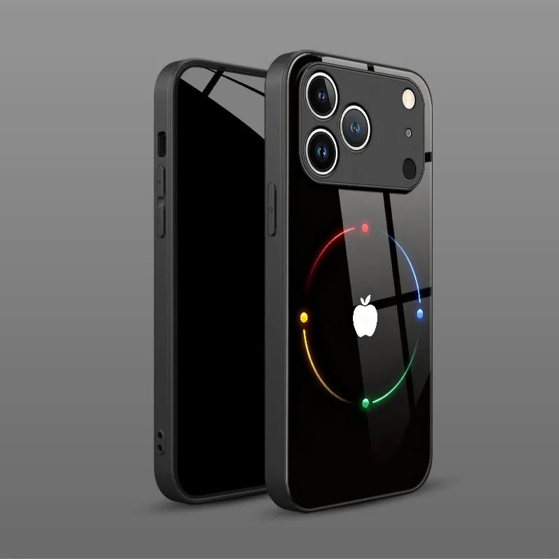 Colorful Halo For Apple Pattern Tempered Glass Phone Case For iPhone